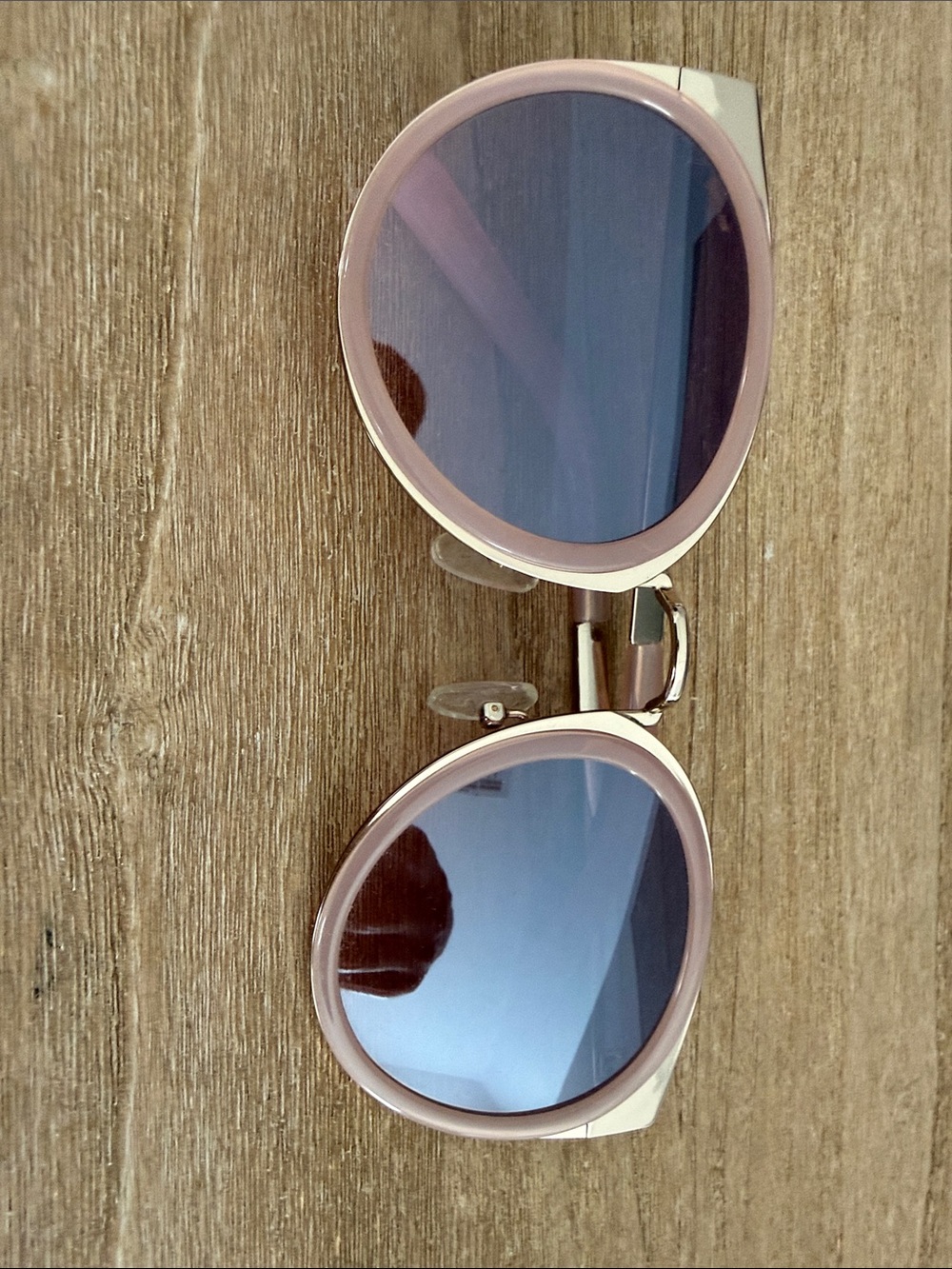 Women’s Round Sunglasses - Pink Frame with Blue Lenses